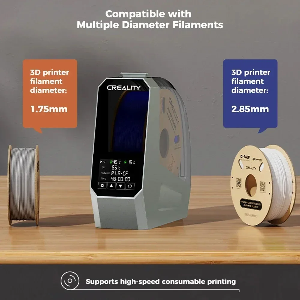 Scatola per essiccatore per filamenti Creality Space Pi che mantiene asciutto la conservazione dei filamenti da 1 kg 360 °   Riscaldamento ad aria calda 0-48h Temperatura regolabile 45 ℃ -70 ℃