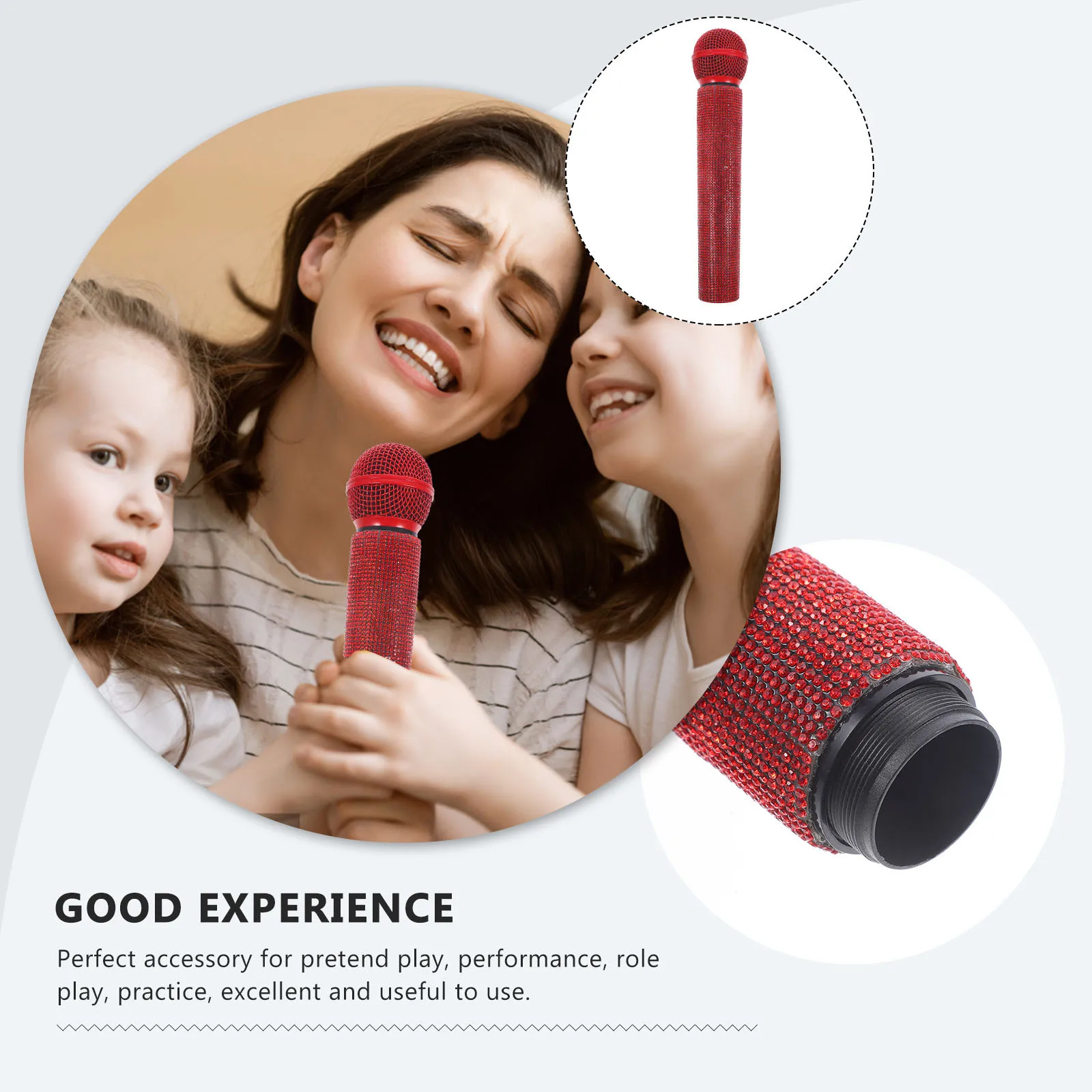 Simulation Fake Microphone Prop Handheld Alloy Microphone for Kids Party Performance Stage Pretend Play Mic Prop