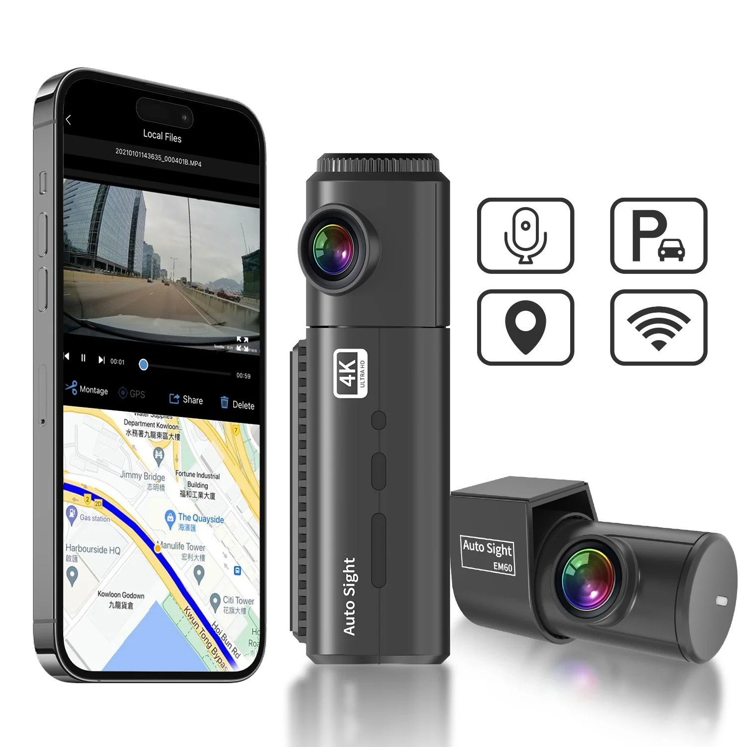 

Upgraded version4K High Resolution Driving Recorder with Super Night Vision Starvis 2 IMX 678 High 5.2G Hz Transmission App OEM
