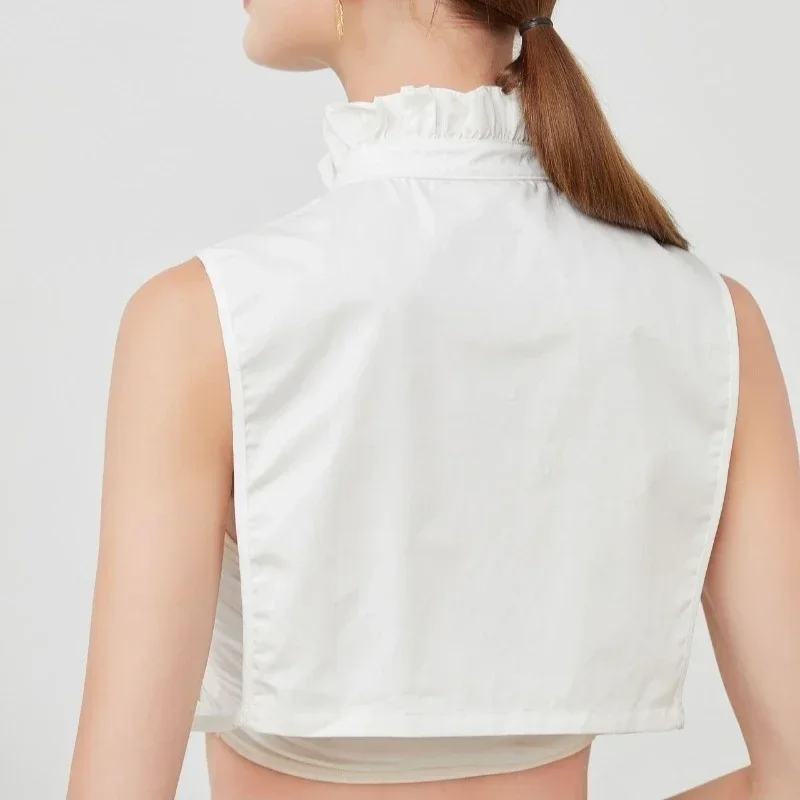 여성용 쉬폰 화이트 스탠드 셔츠 가짜 칼라 장식 탈부착 가능한 반 셔츠 탈부착 가능한 칼라 스웨터 장식용