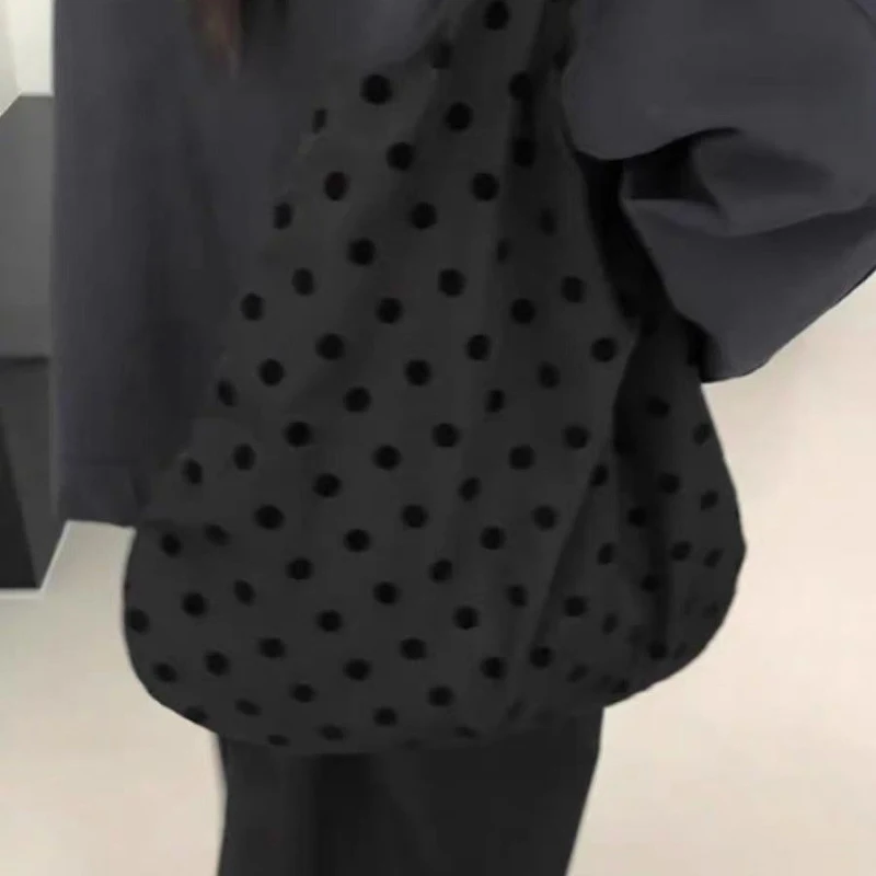 

Retro Polka Dot Shoulder Bag Handbag Canvas Material Large Capacity Versatile Women Bag