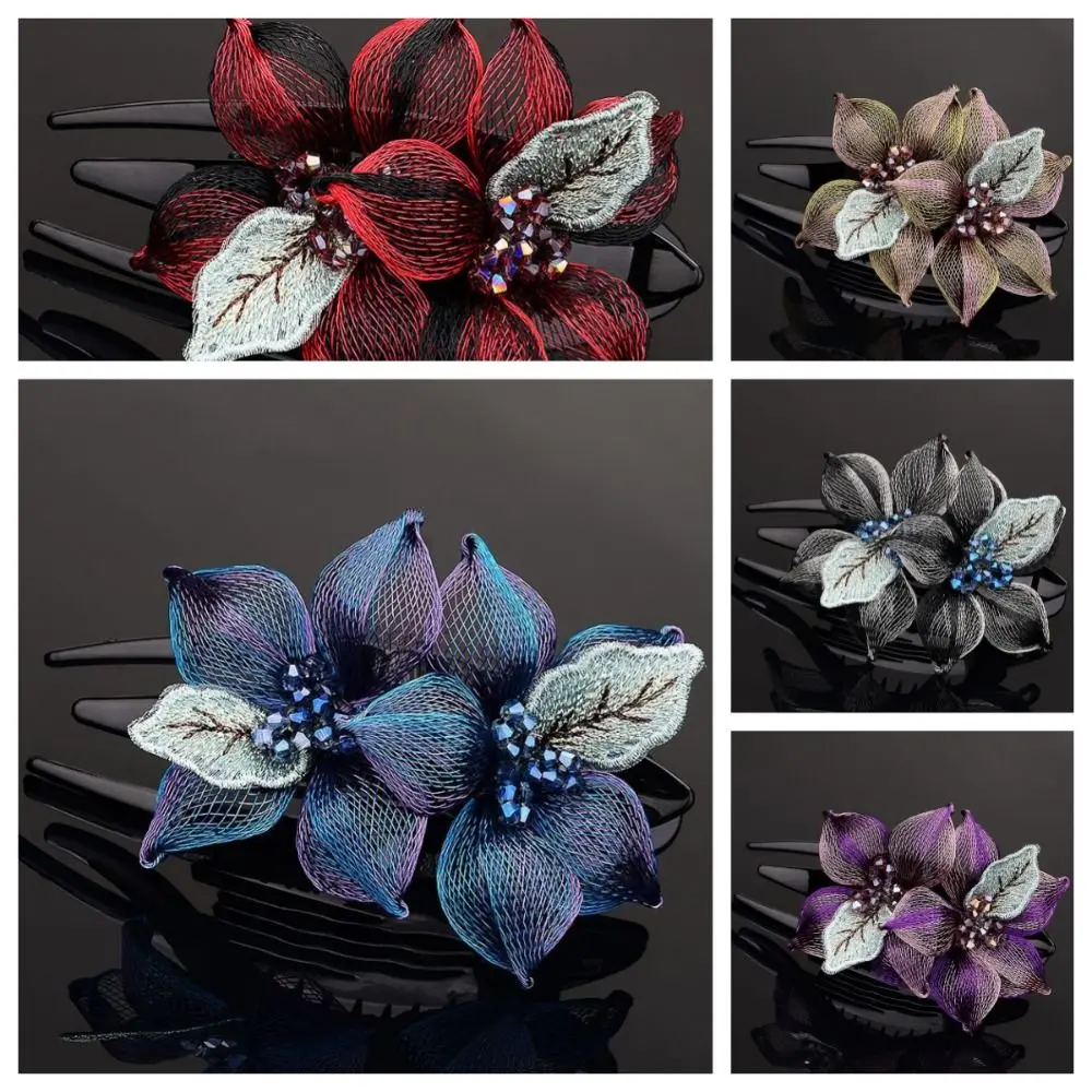 Korean Style Women Hairpin Fashion Headdress Large Flower Hairclip Hair Clip Exquisite Crystal Headdress Ponytail Clip