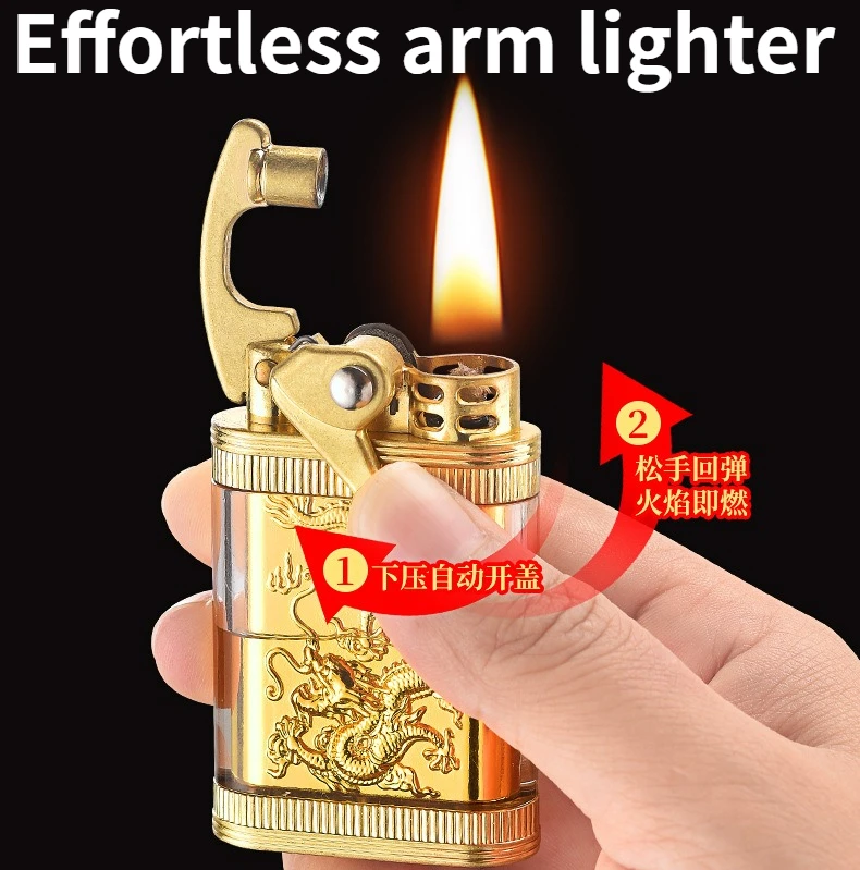 Double-sided Relief Three-dimensional Swivel Lighter  Transparent Visible Fuel Tank  High Appearance Level Lighters