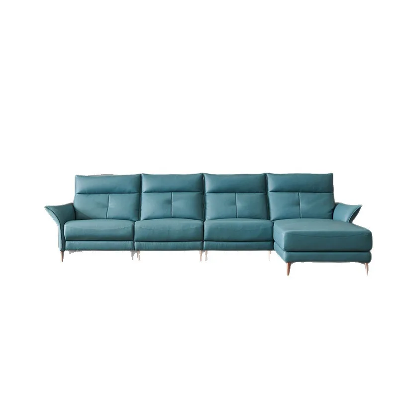 

Electric function sofa, modern living room, simple straight corner, first layer leather sofa