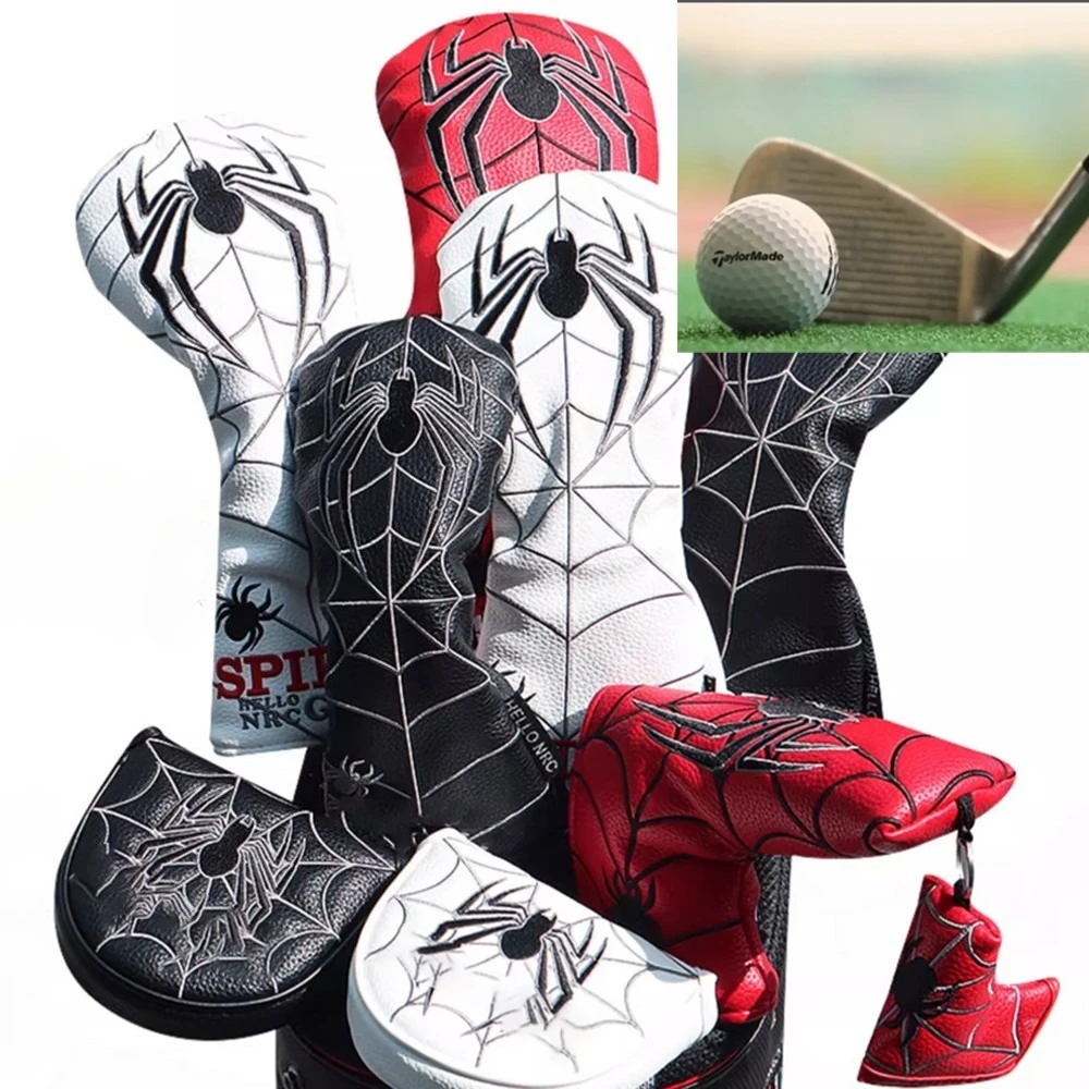 ปลอกคลุมหัวไม้กอล์ฟลายแมงมุม ทำจากหนัง PU สำหรับไดรเวอร์และแฟร์เวย์วูด