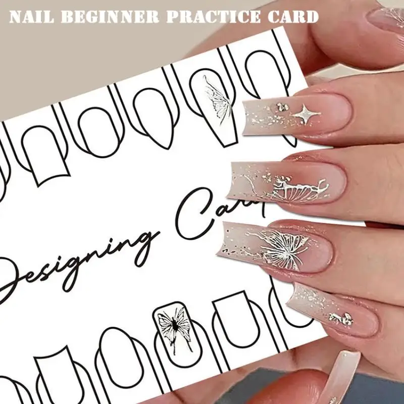 10 carte per esercitazioni per unghie per principianti Presse sulle unghie Formazione Design Card Modelli di pittura per nail art