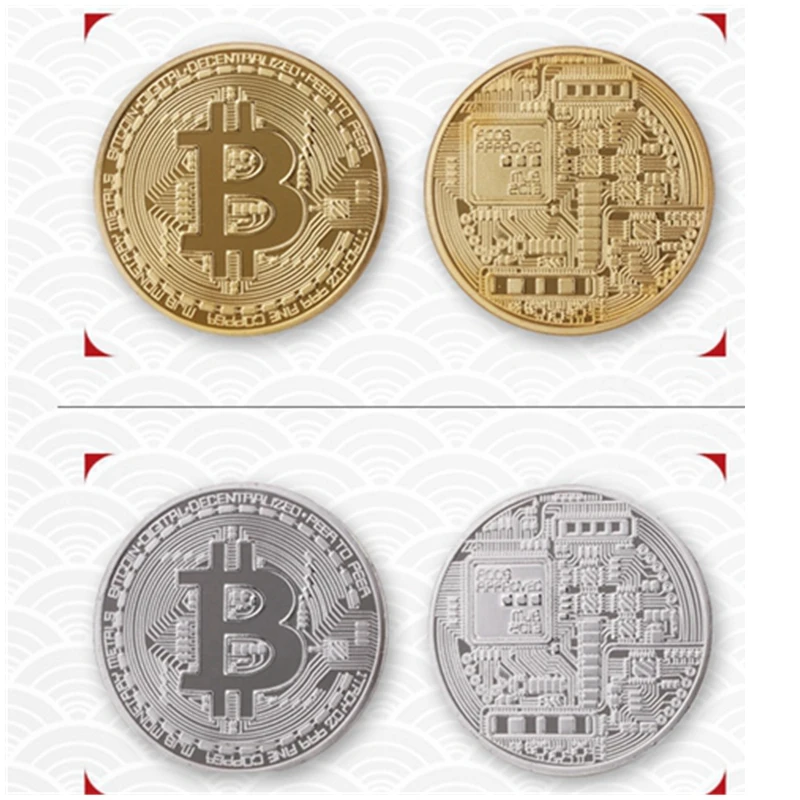 Moneda de Bitcoin con caja de regalo, moneda de plata, Metal físico, colección de arte, artesanía chapada en oro, réplica de moneda de decoración,