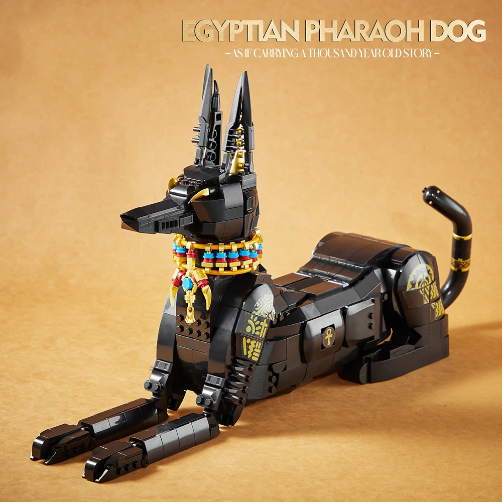 Creative Historical Architecture Ibizan Hound Model Ancient Egypt Pharaoh Dog Building Block Assemble Toys Collection For Gifts
