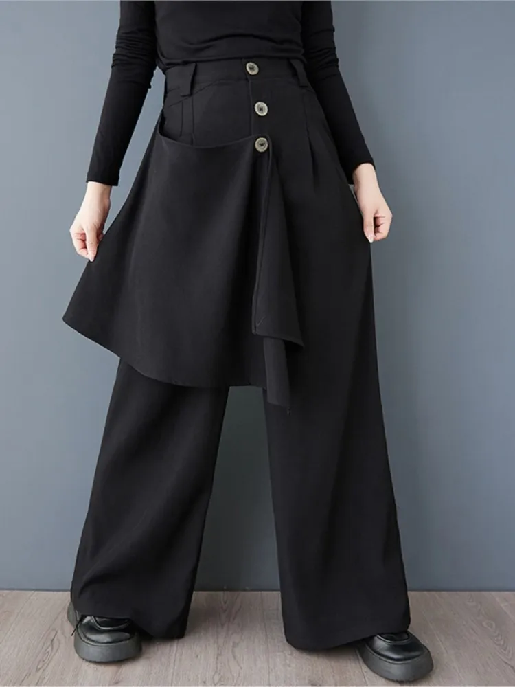 Autumn Irregular Patchwork Wide Leg Pants Women Fashion High Waist Pants Ladies Trousers Casual Loose Woman Harajuku Pants