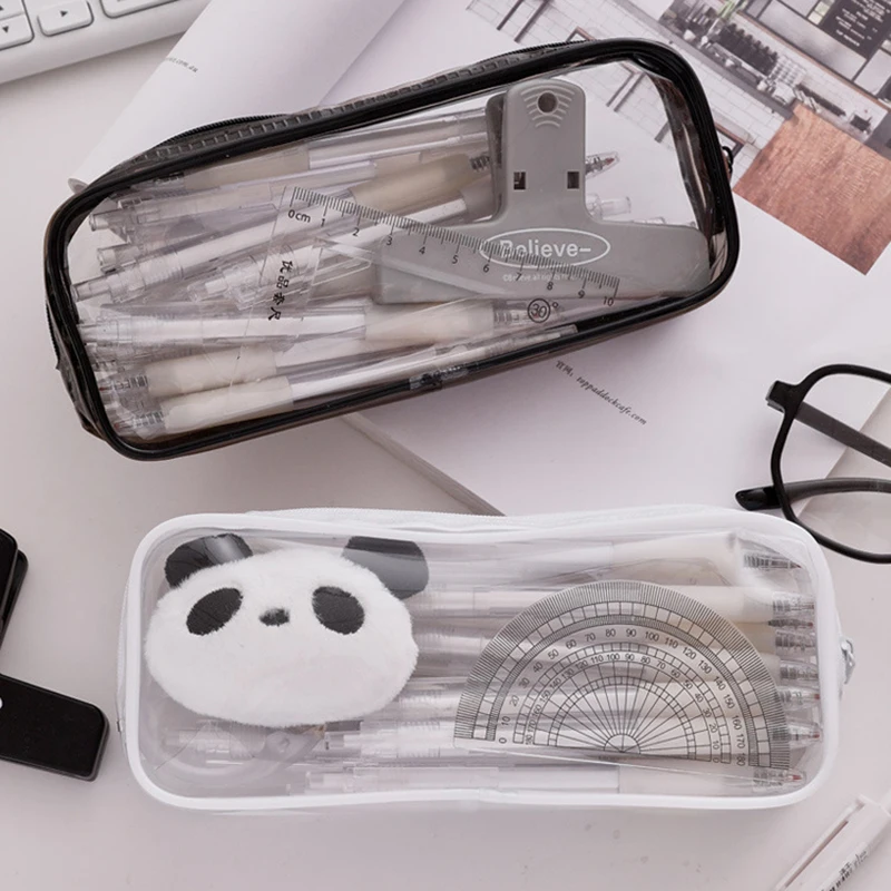 Creative Stationery Storage Pouch School Supplies Simple Transparent Pencil Case Large Capacity Pen Bag Student Pencil Case