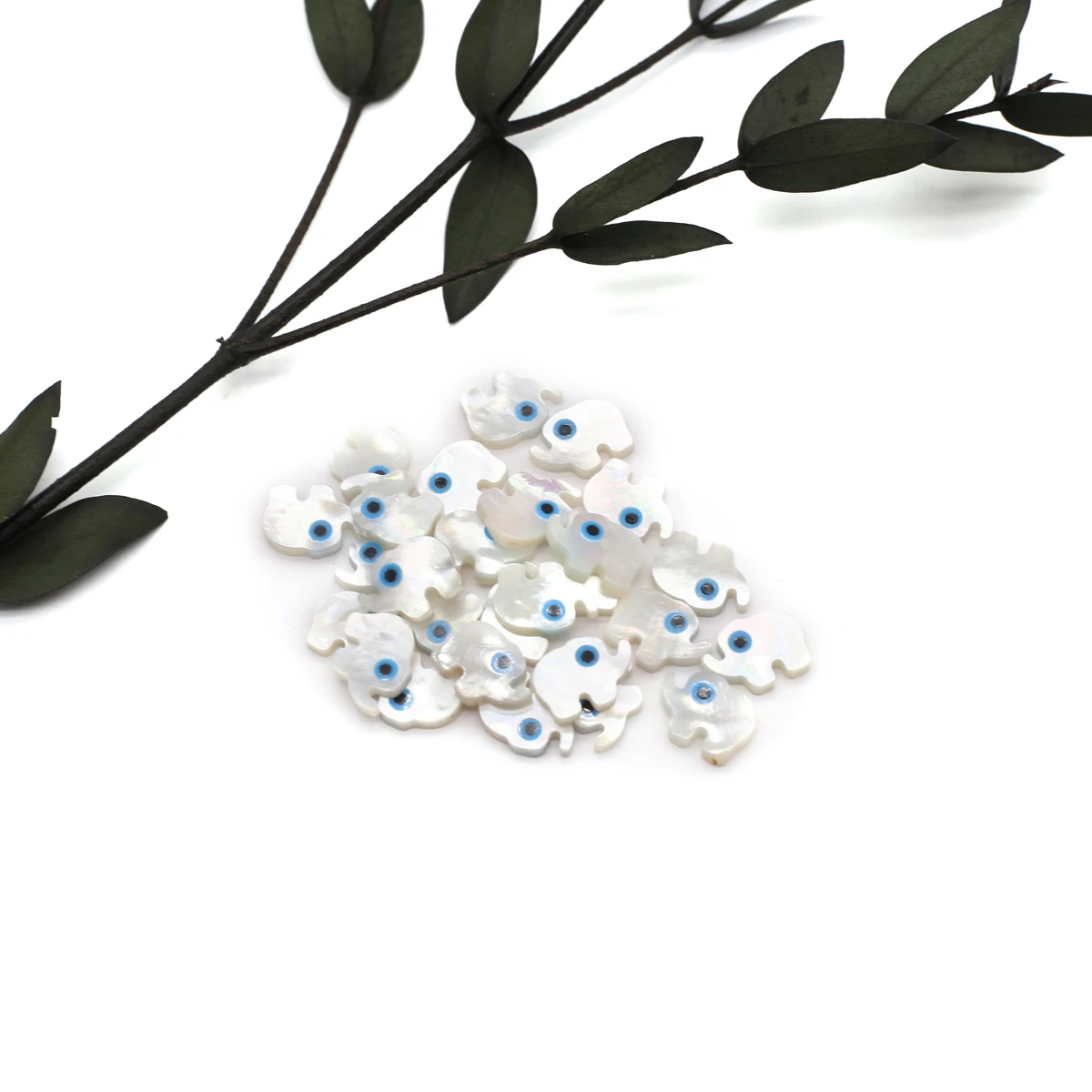 20Pcs Blue Demon Eyes Beads Natural Shell Evil Eye Elephant Shaped Beads Handmade Jewelry Making Bracelet Necklace Charms