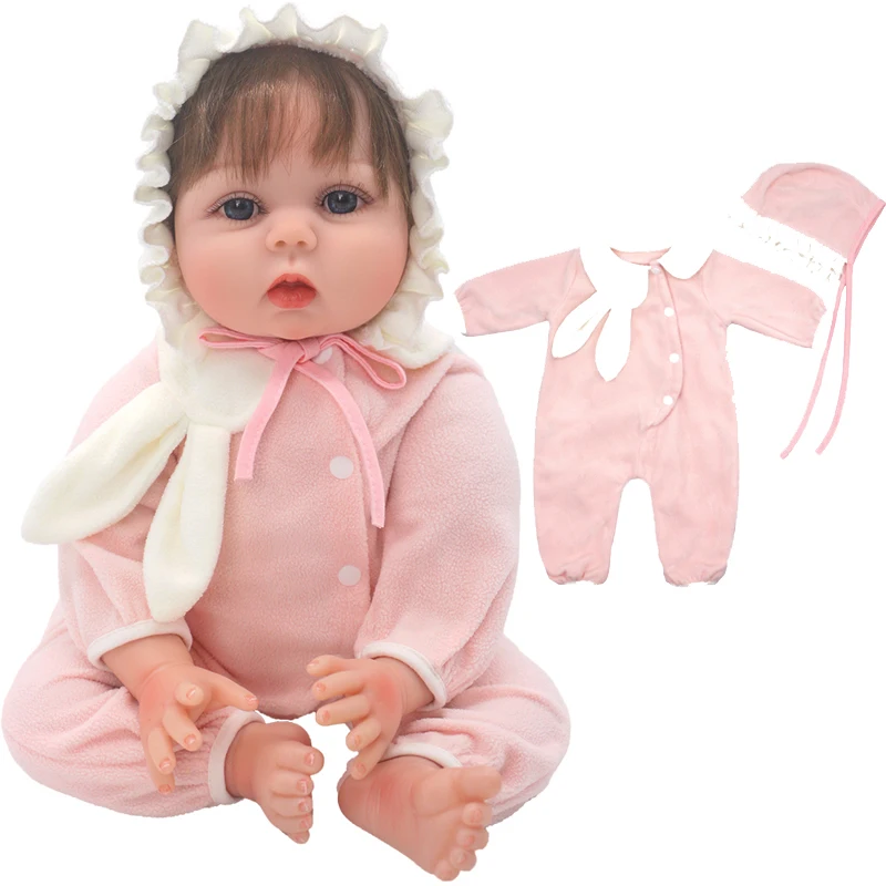 22 Inch Reborn Baby Doll Clothes Pink Rompers Set 22 Inch Girl Doll Outfits Children Toys Clothing