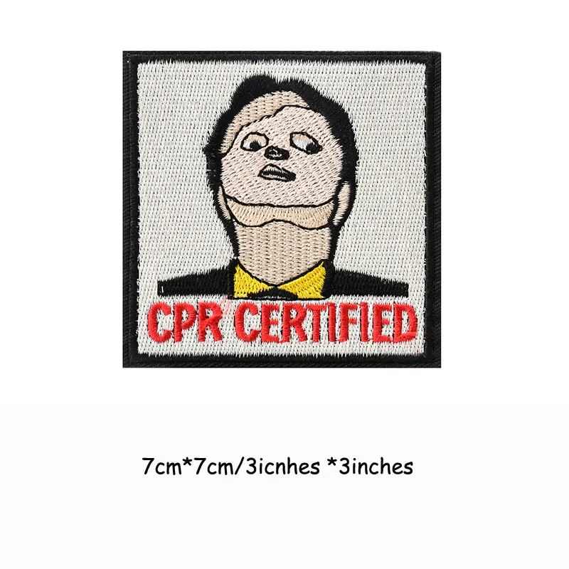 1 PC Embroidered Applique Tactical This Is Fine CPR Certified Patches for Clothing Hook & Loop Backing Badges Emblem DIY Craft