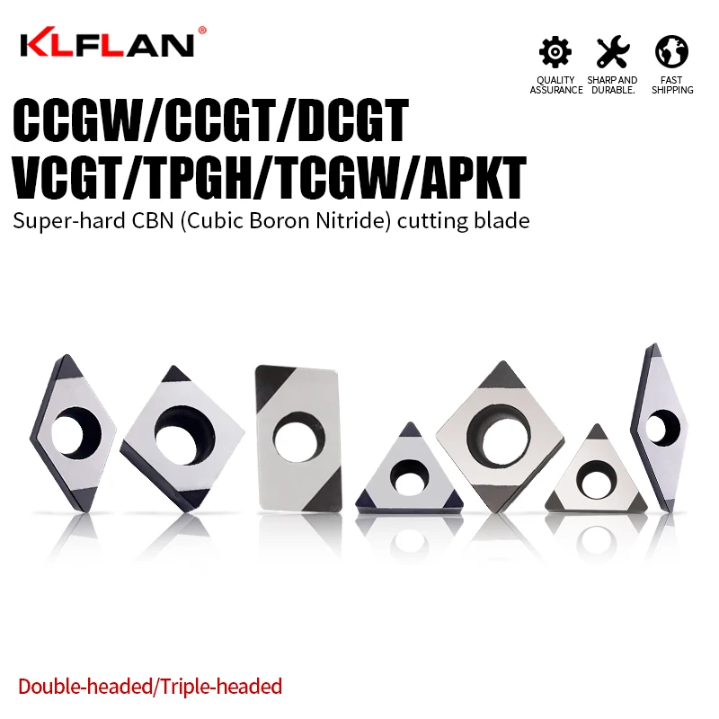 

KLFLAN CBN Insert CNC Machining Lath Tool Cubic Boron Nitride Turning for Cast Iron Steel Cutting APKT CCGT DCGT VCGT TCGW TPGH