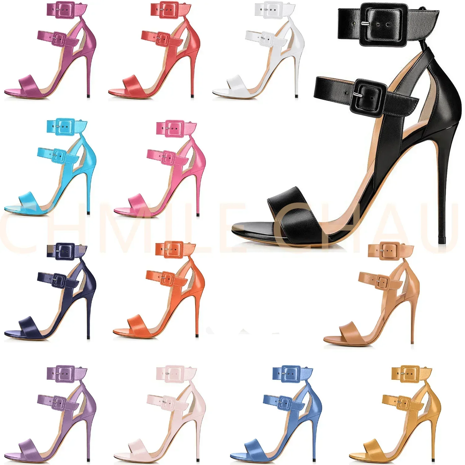 

【Measure your feet length before order】Sexy Women Stiletto Thin High Heel Sandal Ankle Strap Fashion Party Dress Shoes 9-I-SL-7