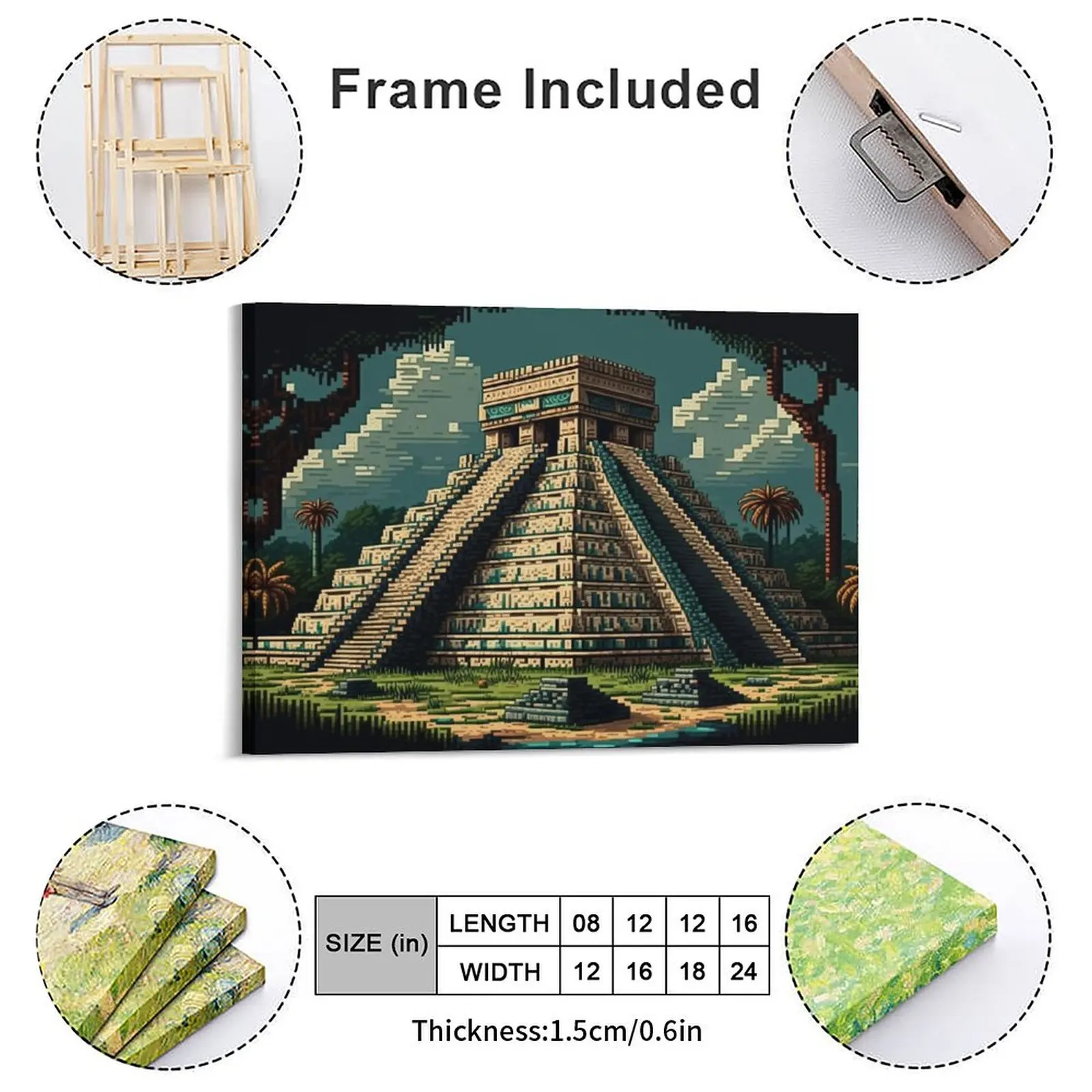 16bit Chichen Itza 02 Canvas Painting Wall Decor Wall Decor Designing Framed Wall Paintings