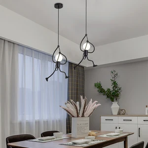 Vintage Iron Little Man LED -Anhängerleuchten, Homebratenlampe und Kinderzimmer, Esstischdekoration 8 Hauptverkauf Iron Man Luminaire - №5