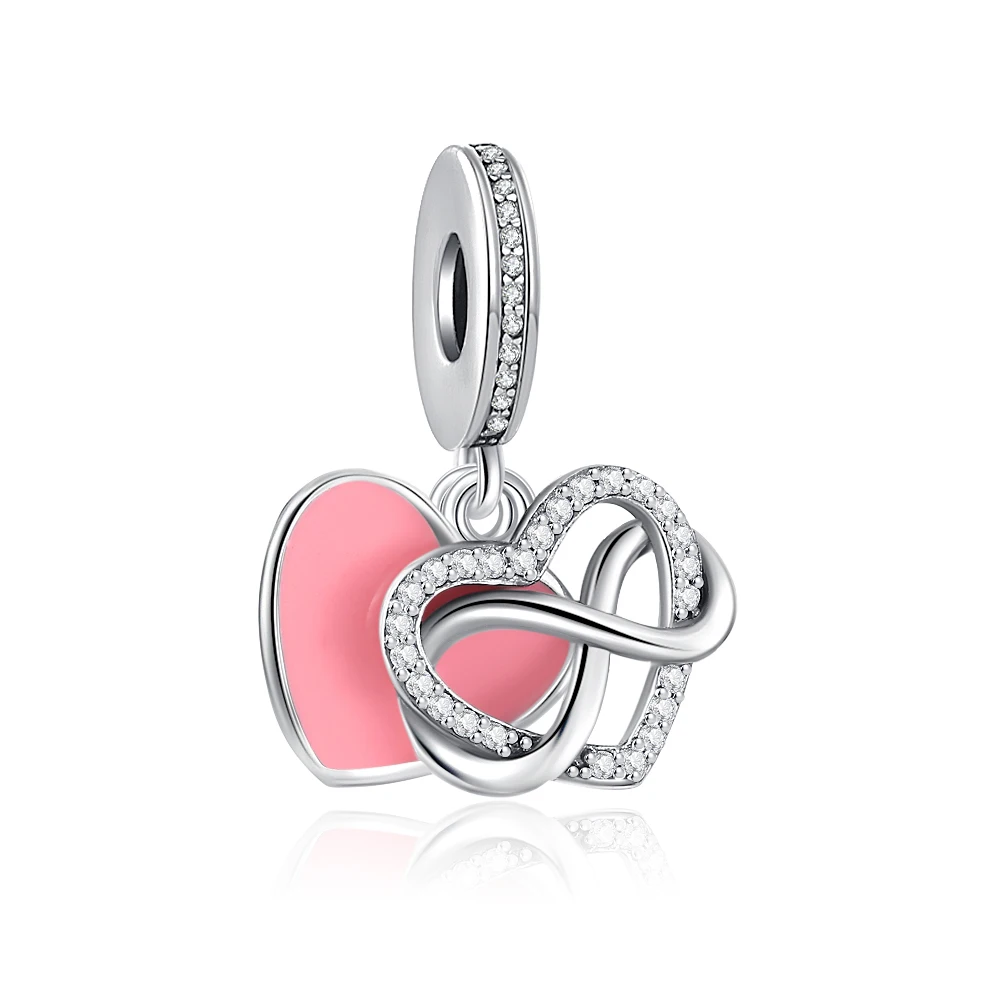 Original 925 Sterling Silver Love Heart Family Pendant Charm Star Cake Wine Bottle Bead Fit Bracelet Women DIY Jewelry Gift - view 4