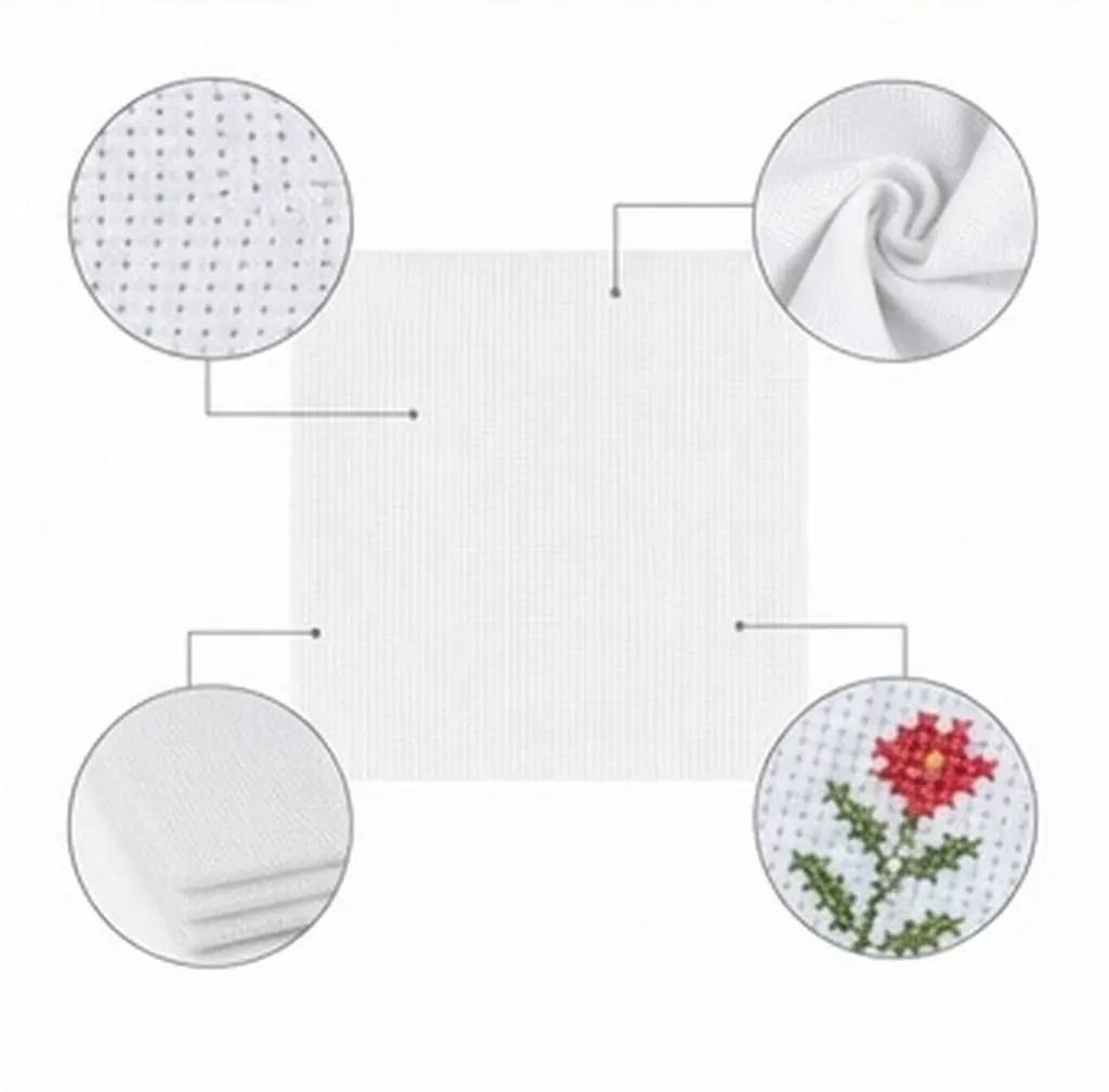 4Pcs White Cotton Embroidery Fabric Mesh Canvas 10 Cross Stitch Sheets for Needlepoint Rug Making Sewing Crafts