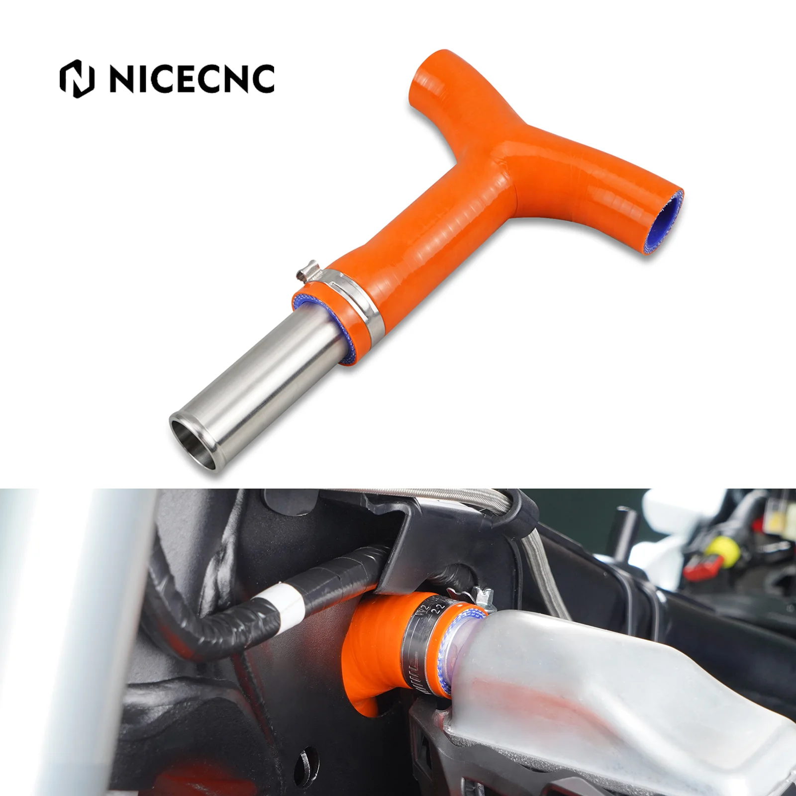 

NiceCNC For GasGas EC300 EC250 EC EX MC 125 250 300 ECF EXF MCF 250 350 450 2021 2022 2023 193MM Frame T-Piece Radiator Hose Kit