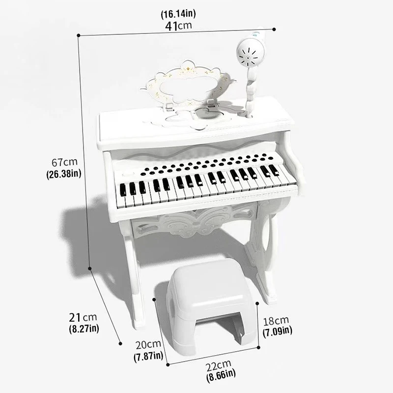 Piano eletrônico 37 teclado com microfone cadeira música instrumento musical iniciante bebê meninos meninas crianças brinquedos presentes de natal
