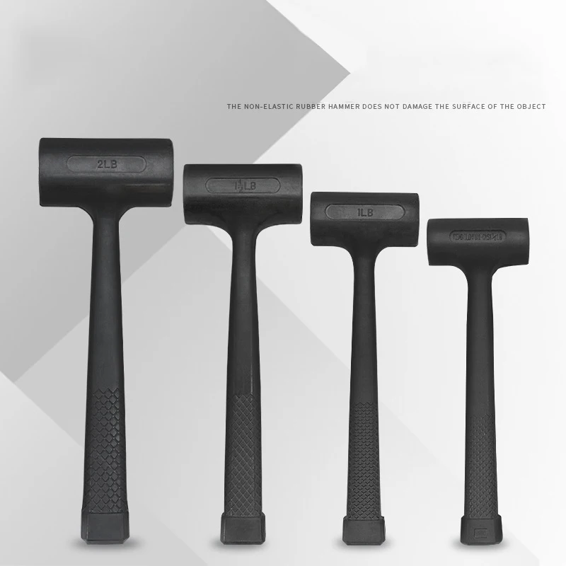 T50 1pcs Shockproof Hammer Rubber Wear-resistant Anti-skid Hammer Round Head No Rebound Shock-absorbing Hammer Hand Tools