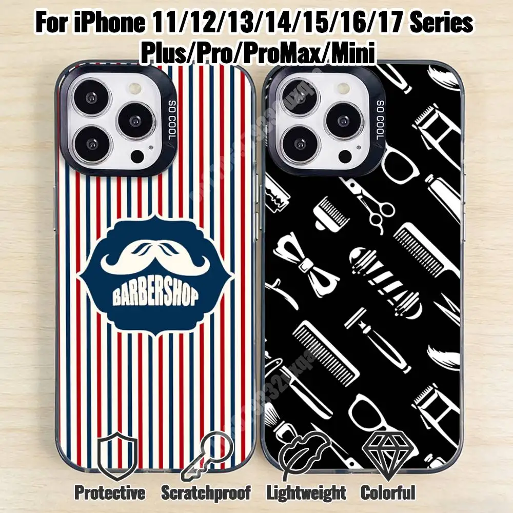 

Hair Salon Barber Shop Phone Case for iPhone 17 16 15 Pro Plus 14 13 Max Mini 12 11 X XS Air TPU Bumper