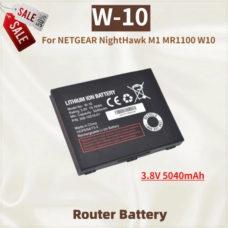 

High Quality W-10 Router Battery 3.8V 5040mAh For NETGEAR NightHawk M1 MR1100 W10 Brand New Replacement Battery
