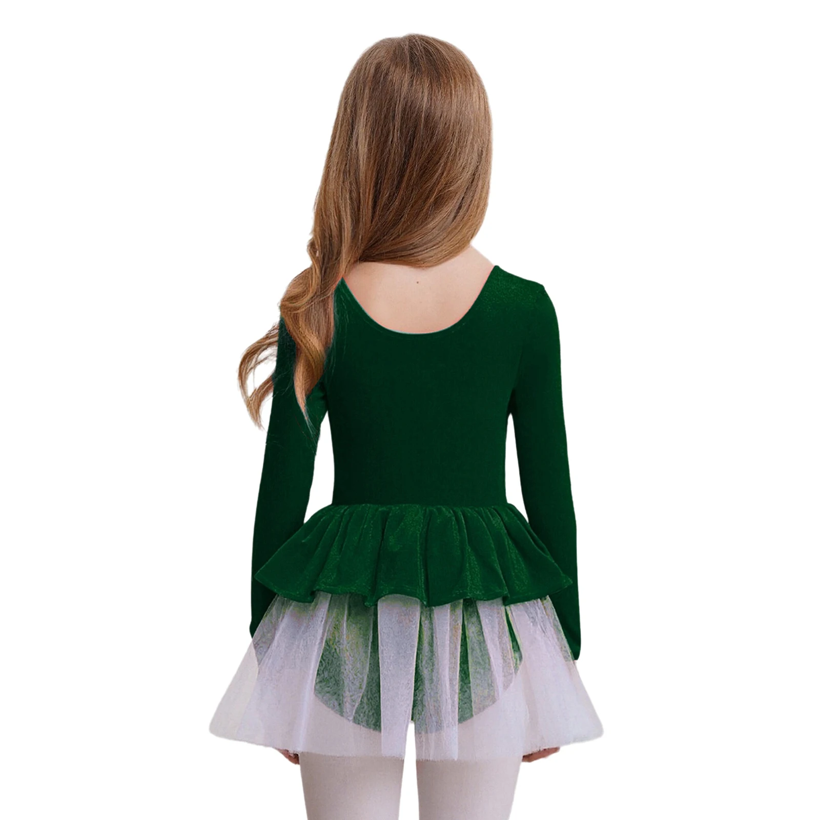 Kinderen Meisjes Lyrische Kunstschaatsen Ballet Dans Kostuum Lange Mouwen Glanzende Pailletten Fluwelen Tutu Jurk Turnpakje voor Ballet Dancewear