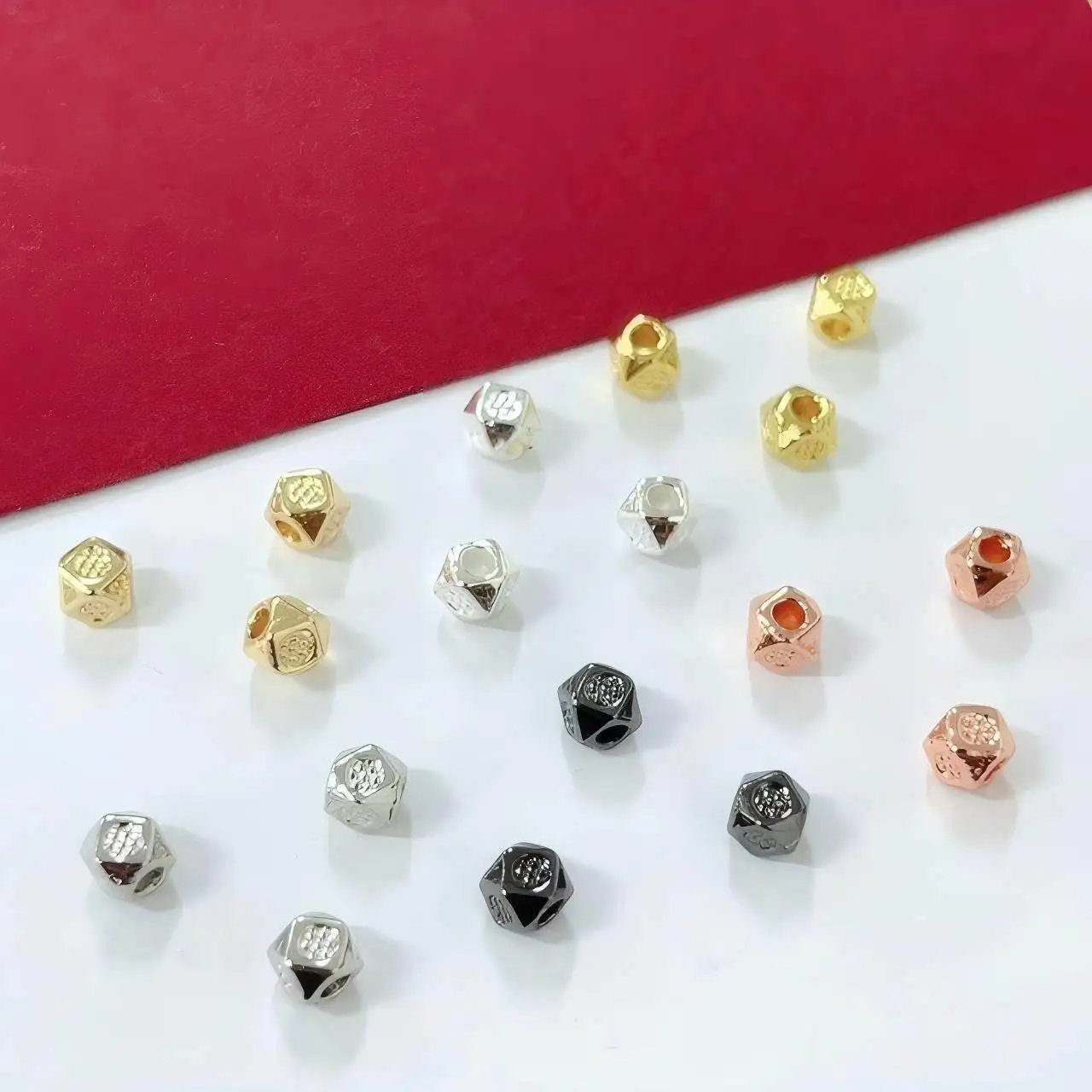 

30 Pieces Copper Gold Plated Rhombus Cut Spacer Beads DIY Pearl Bracelet Necklace Accessories Jewelry Making Materials Wholesale