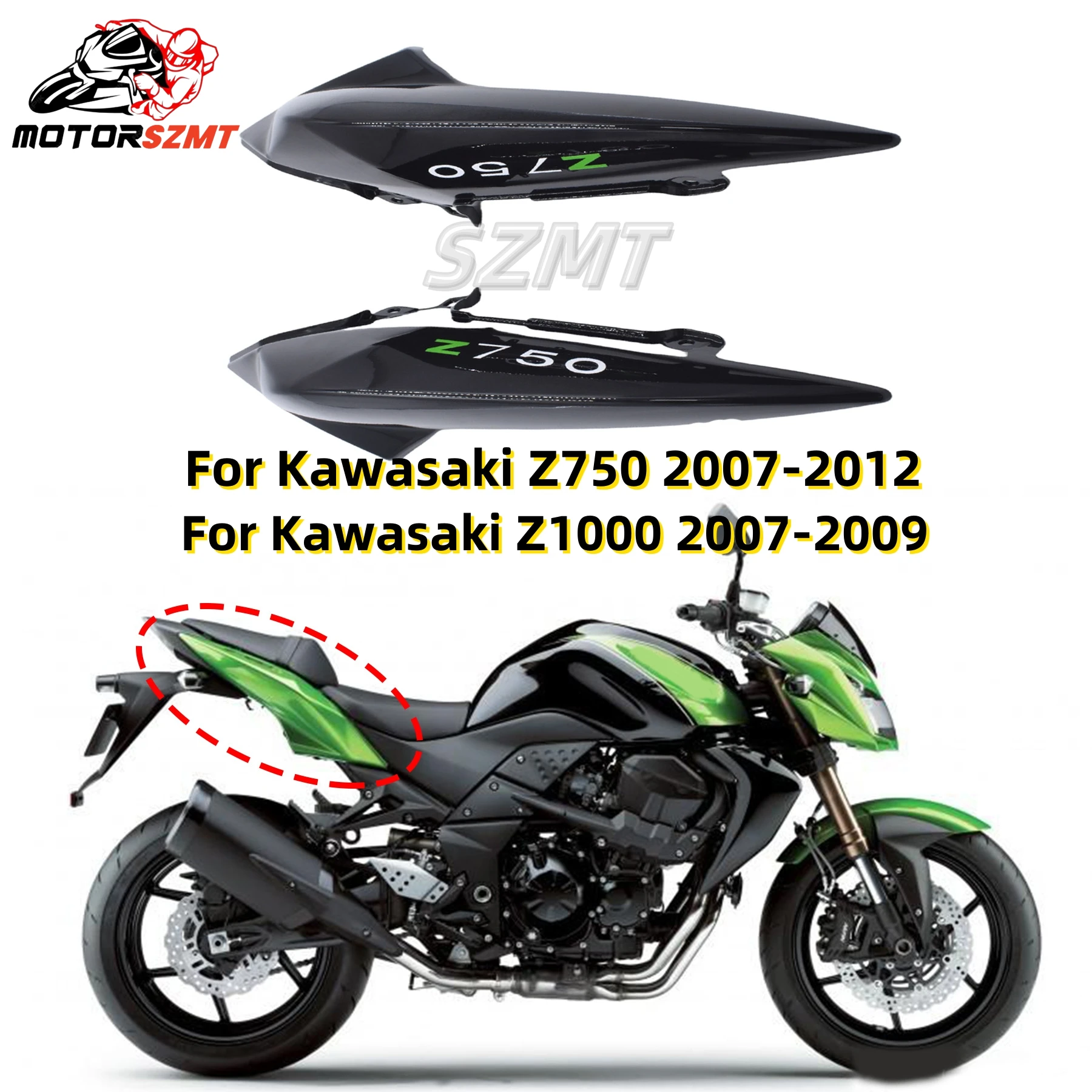 

Motorcycle Passenger Seat Fairing Rear Upper Side Panel Cover For Z750 Z750R Z750S Z 750 2008 2010 2011 2012 Z1000 2007 - 2009