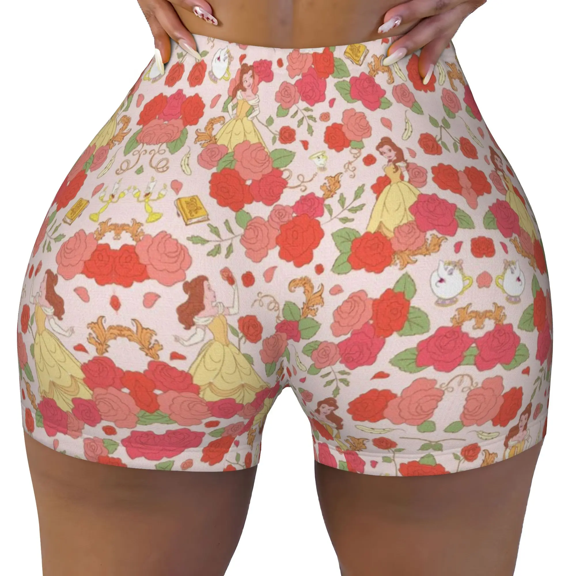 Custom Beautyes Anime Beastes Workout Running Volleyball Shorts for Women Cartoon Gym Yoga Shorts