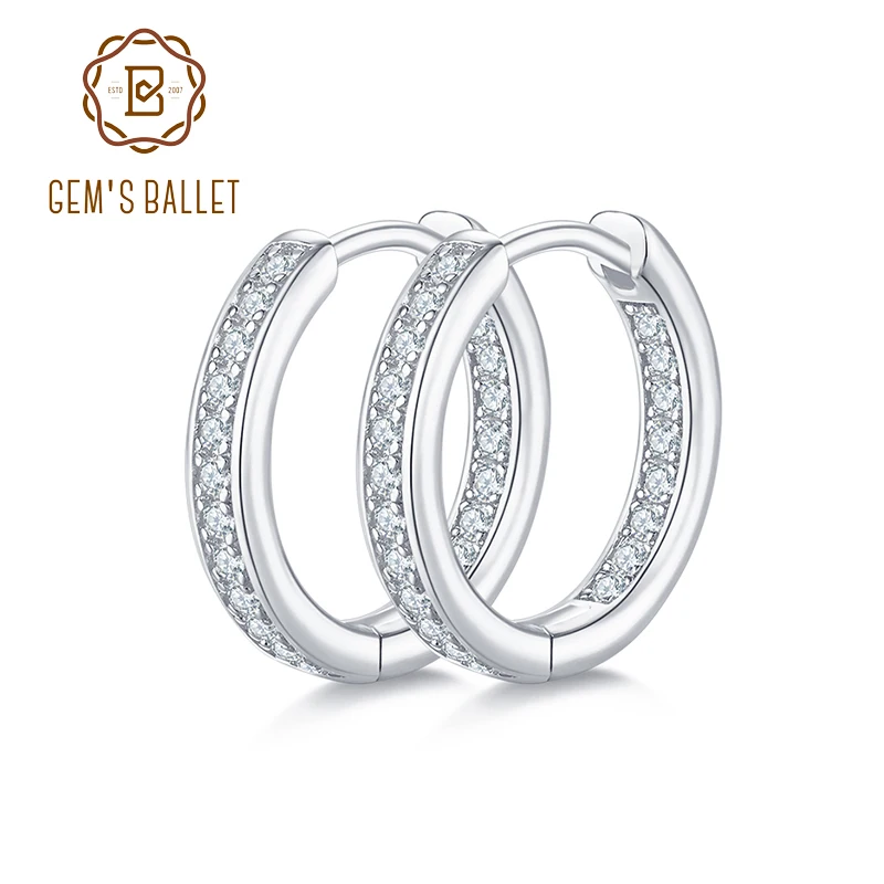 

GEM'S BALLET 925 Sterling Silver Hoop Earrings Tiny Cartilage Earring Moissanite Cuff Huggie Earrings Mini Hoops Earrings