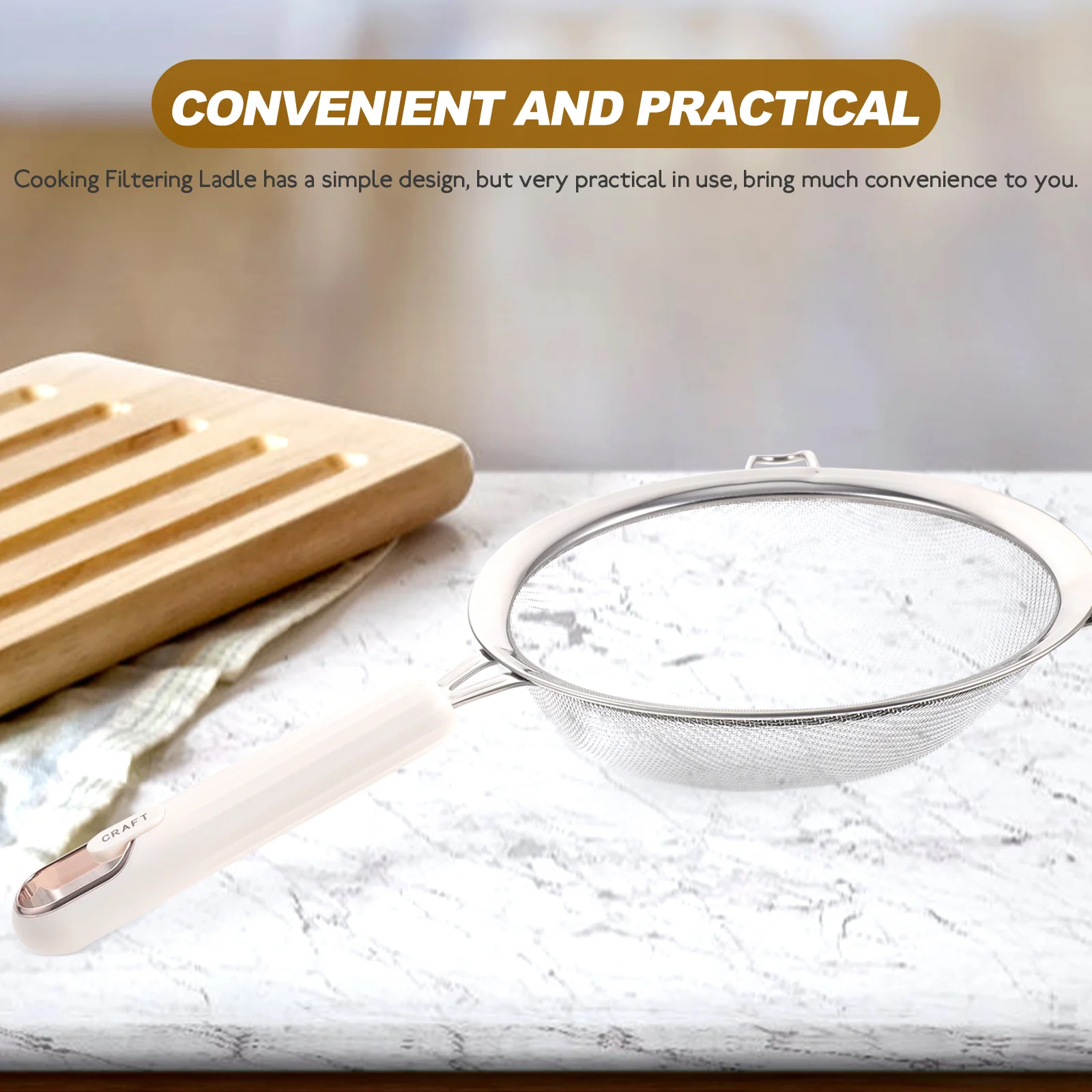 

PP Stainless Steel Cooking Filtering Ladle Reusable Strainer Spoon Non-Slip Handle Kitchen Colander Spoon Household for Food