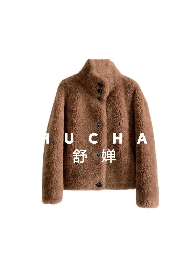 100 % Wollmantel für Damen, neu, warm, Schafschur, Stehkragen, Herbst und Winter, neu, Abrigos Mujer Invierno 2025 Nu de Pluma