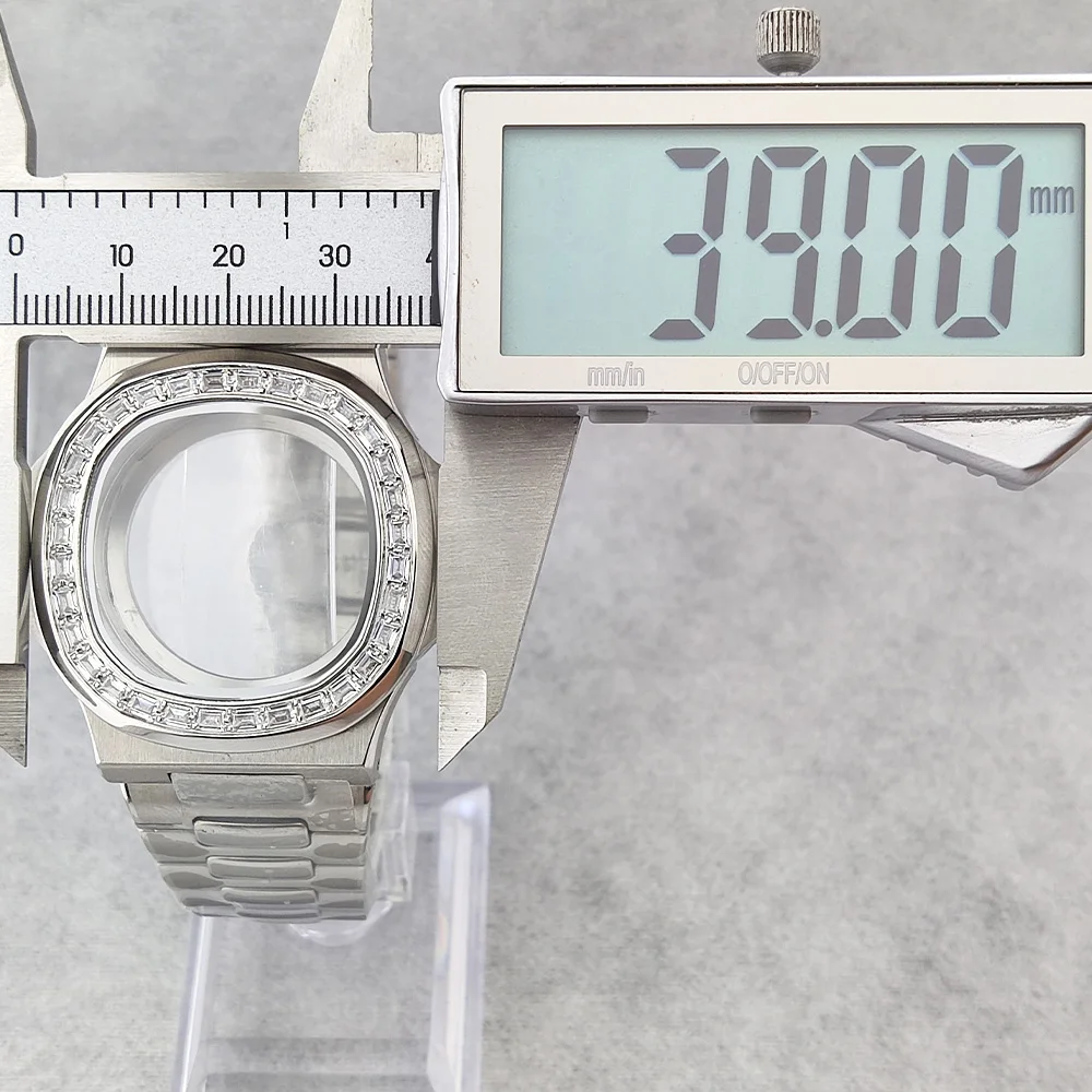 다이아몬드 보석 케이스 NH35 시계 케이스, 스테인레스 스틸 사파이어 유리 케이스, NH35 NH36 무브먼트에 적합, 39mm 케이스