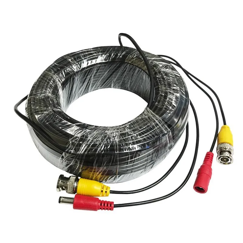 BNC Video Power Cable 5M/10M/15M/20M/30M Output DC Plug Cable for DC CCTV Camera Surveillance DVR System Accessories E2