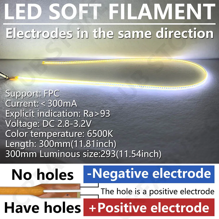 300mm COB LED Flexible Filament DC3V für Retro Edison Glühbirne LED Filament Beleuchtung Zubehör DIY Diode Flexible Perlen Streifen – Detail 3