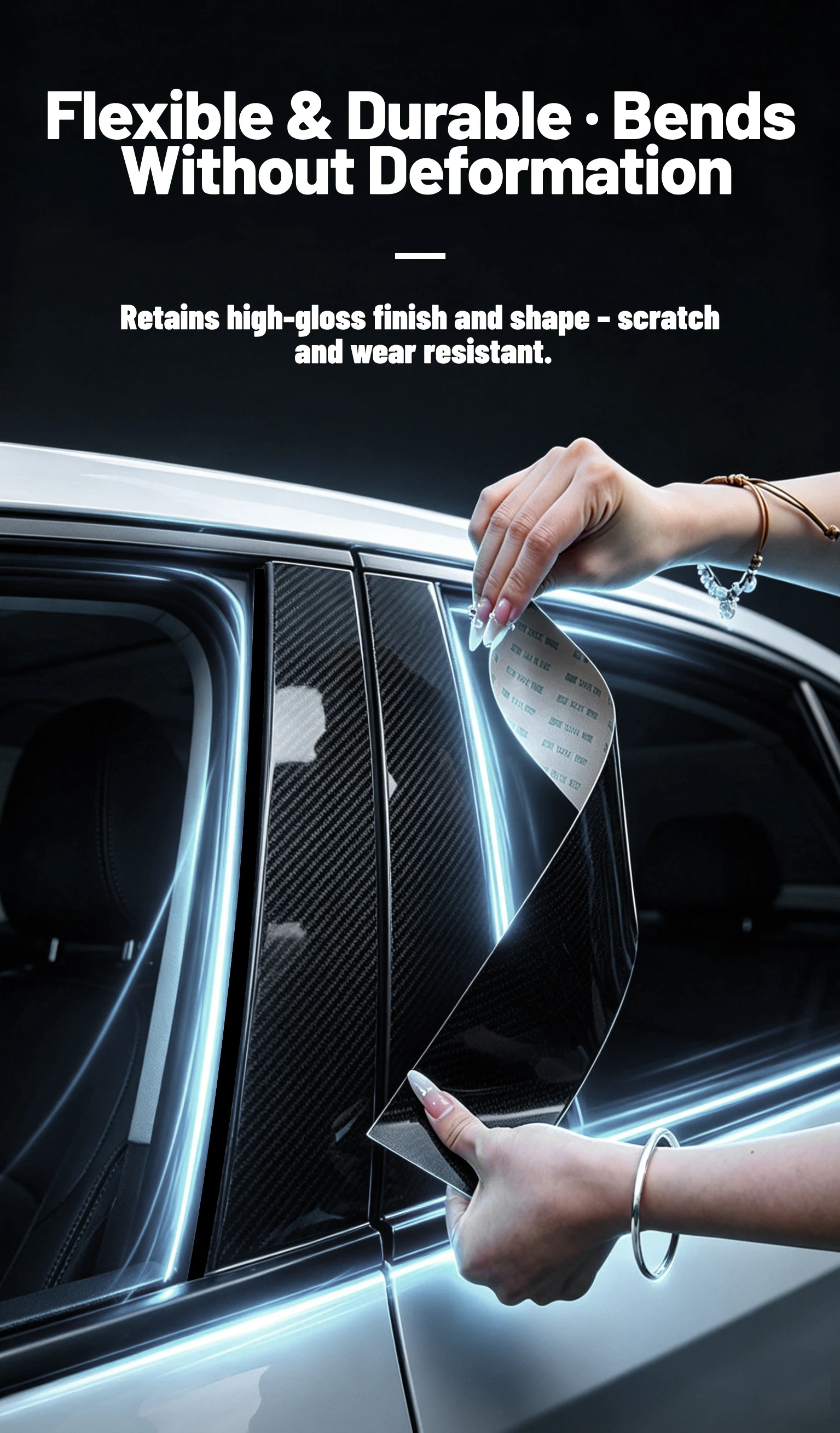 6-teiliges Auto-Fensterverkleidungsset für Ford Focus 2 MK2 Classic 2005-2015 2006 B C Säulenverkleidung Türaufkleber Dekor Zubehör – Detail 6