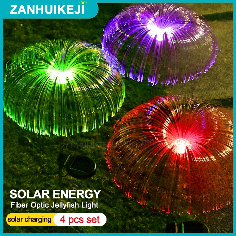 

4PCS LED Solar Jellyfish Garden Decoration Lights Waterproof Outdoor Decorative Pathway Light for Villa Yard Lawn Walkway