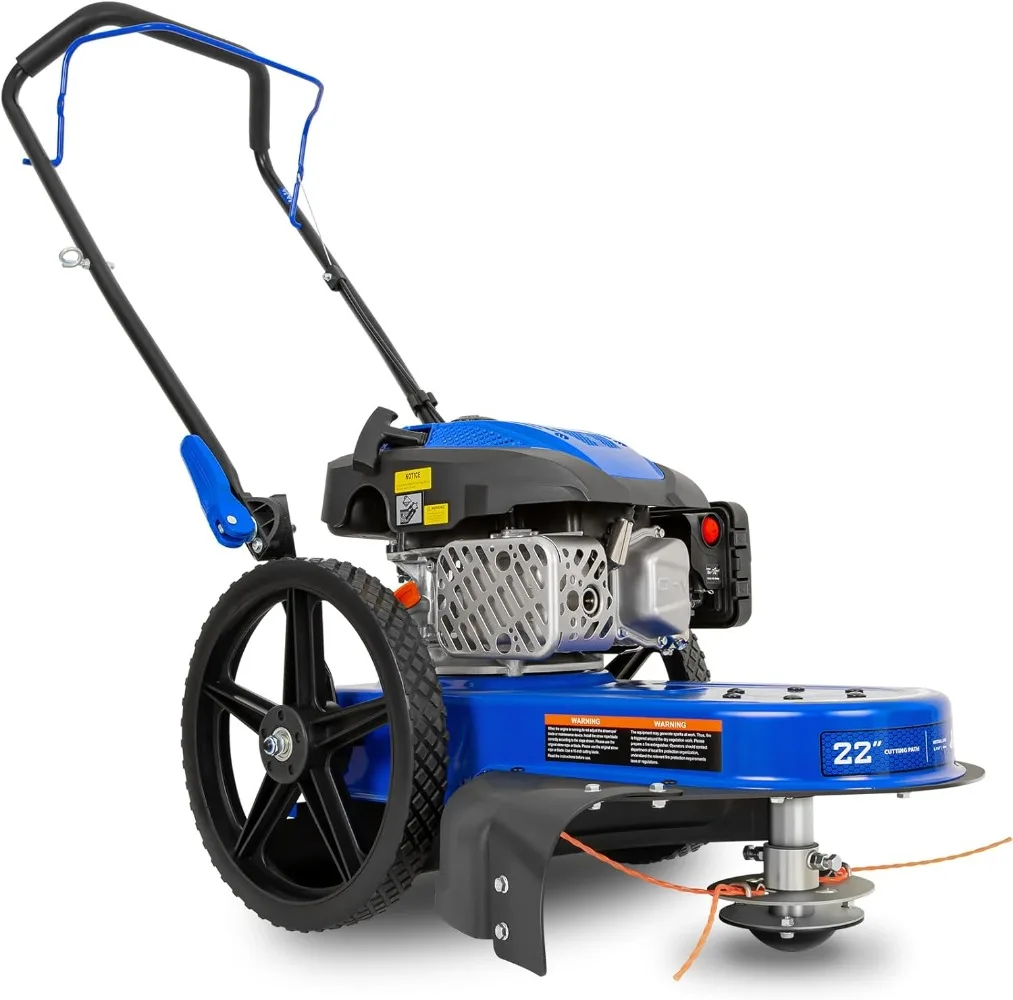 

Walk Behind String Trimmer, 170cc 4-Cycle Gas Brush Hog Mower, 22 Inch Cutting Diameter, Push Weed Eater