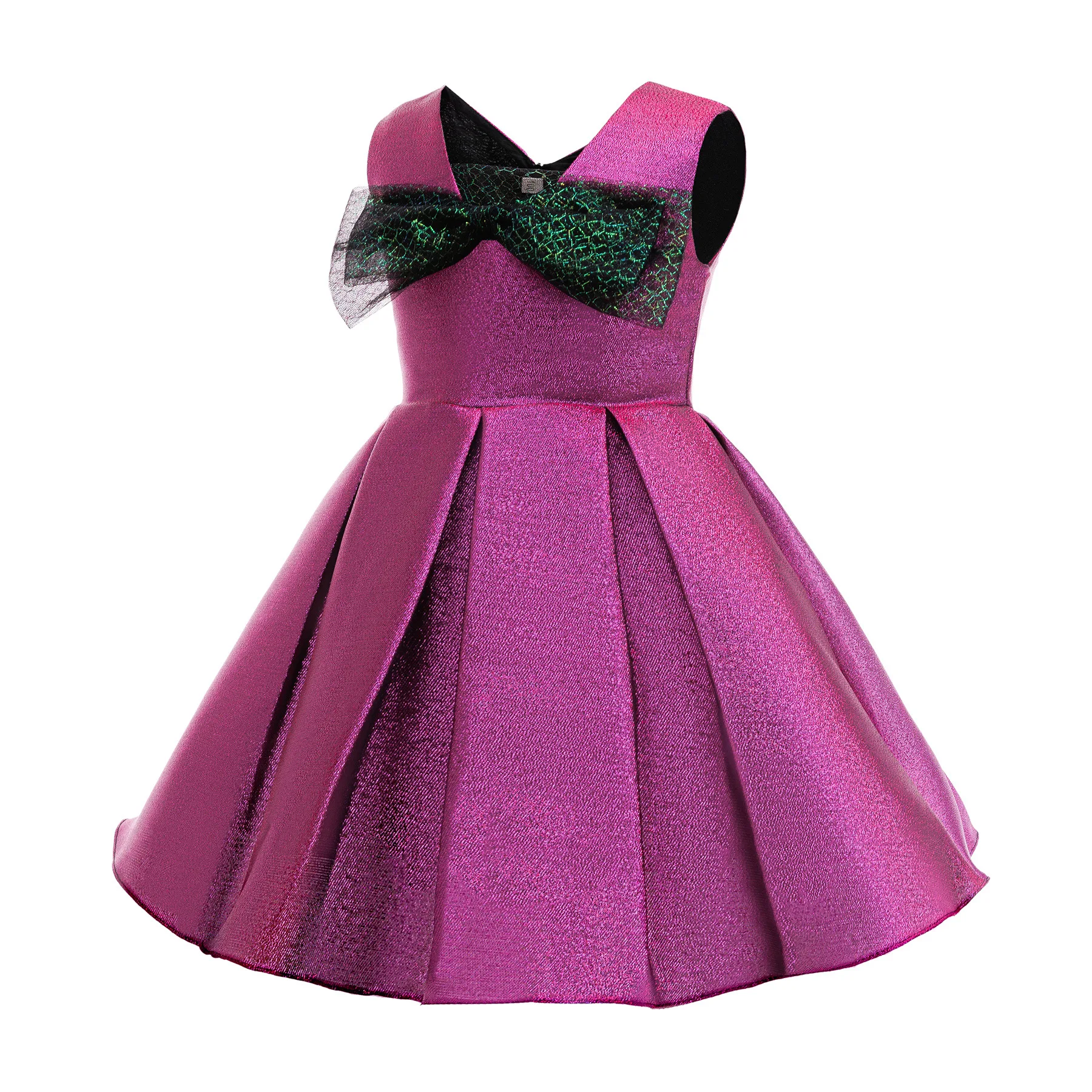 HETISO 2-10 Years kids Girls Casual Princess Dress Kids Elegant Birthday Party Sleeveless Tulle Bow Christmas Gown