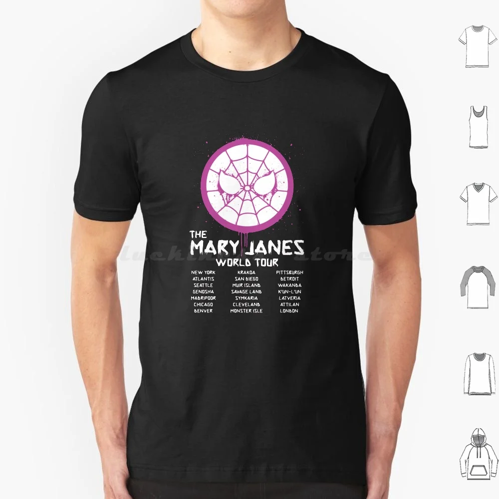 Camiseta de la gira mundial de Mary Jane, Camiseta de algodón para hombres y mujeres, estampado artesanal de Spidergwen Spider Gwen Gwen Stacy Spiderwoman Spider Woman Peter
