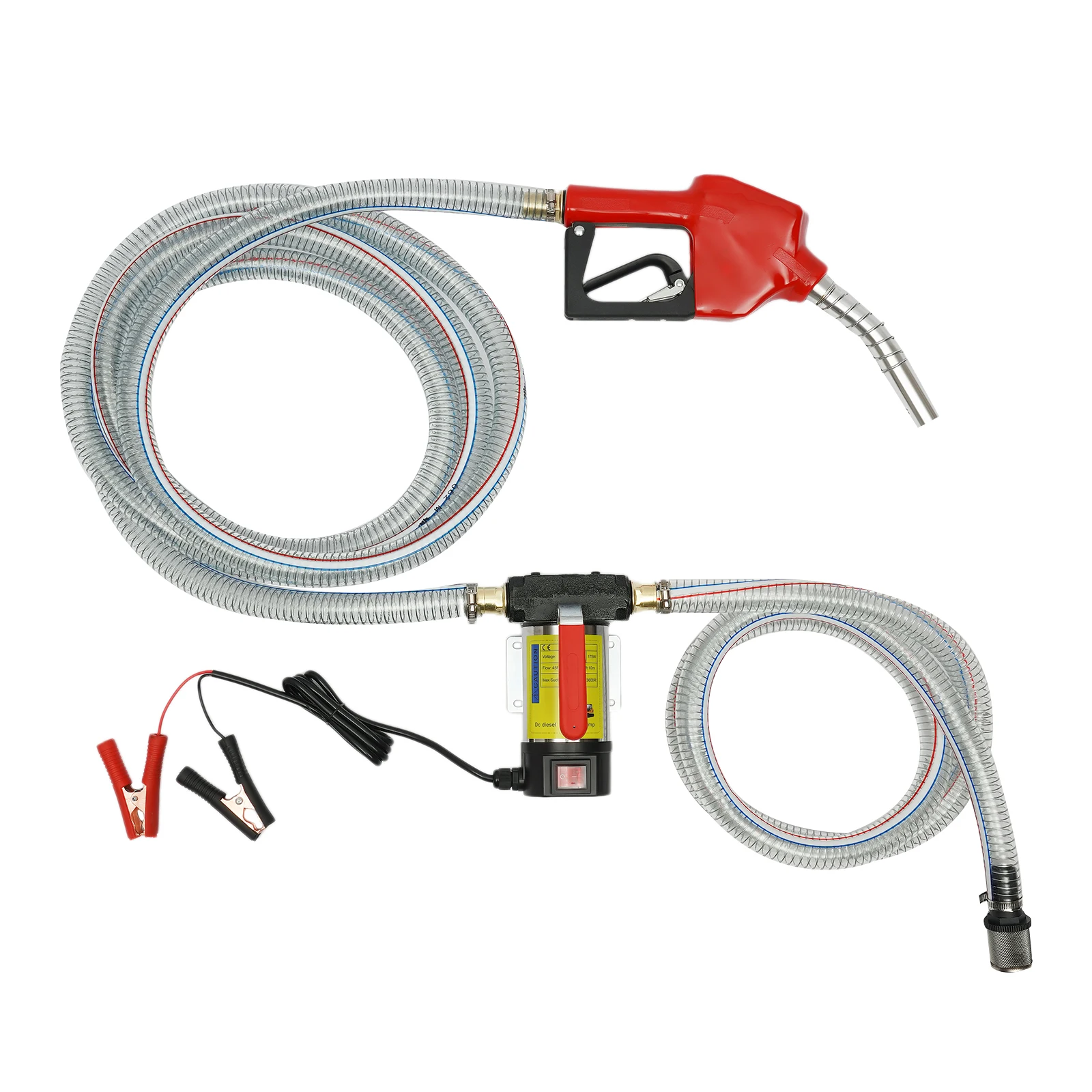 Universal Diesel Pump Kit 12V 3600RPM 175W Diesel Pump With Inlet Outlet Pipe Self-sealing Oil Gun For Trucks Excavators Lifts