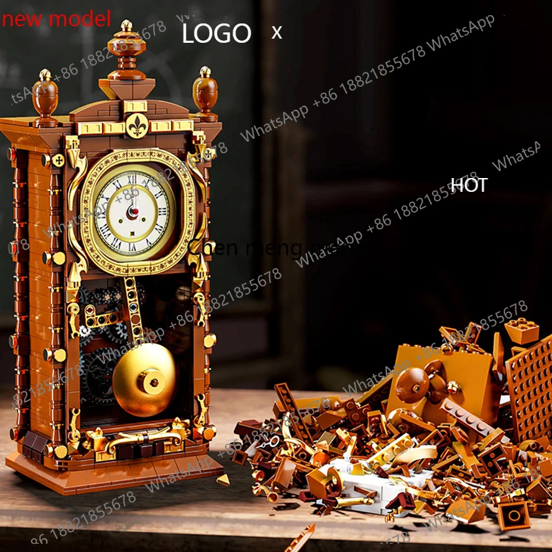 d178 Swinging Retro Mechanical Pendulum Clock Building Blocks - 751 Pcs 3D Model Kit for Adults, Unique Home Decor Gift Idea