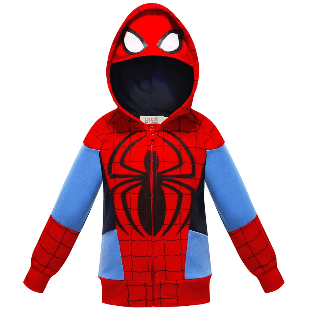 Spring Autumn Boys Coats Marvel Avengers Iron Man Spiderman Hooded Boy Jacket Children Warm Outerwear Kids Clothes