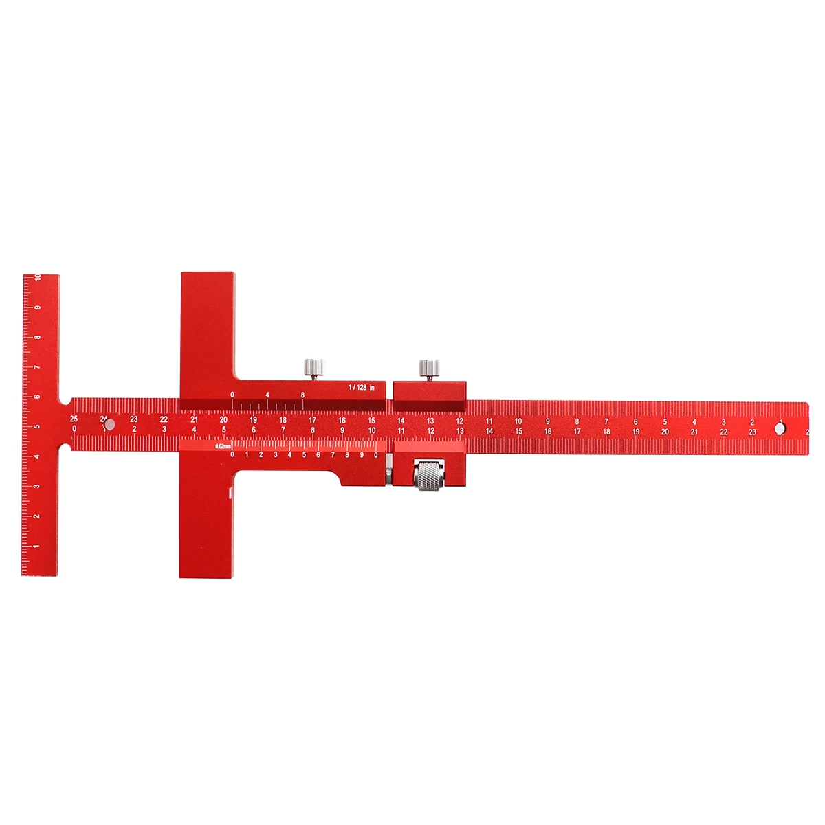 Woodworking Metric/Inch T-Type Ruler Multifunction Scribing Mark Line Gauge Aluminum Alloy Depth Gauge Measuring Tool
