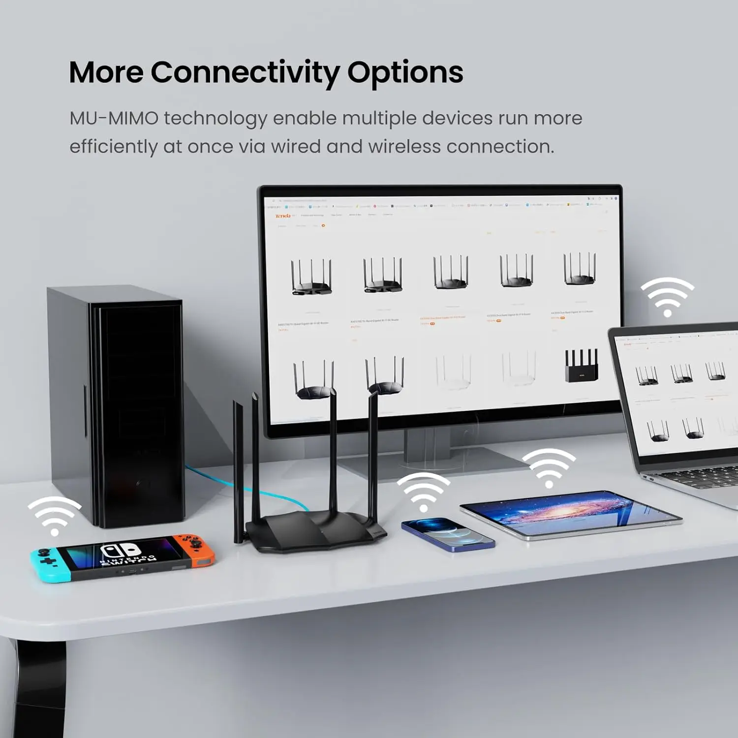 Tenda AC1200 Gigabit WiFi Router Dual Band High Speed Wireless Internet Router with 3xWAN/LAN Gigabit Ports And 4x6dBi Antennas