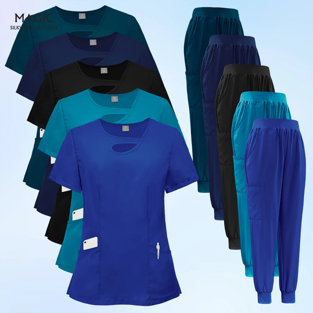 Accessori per infermiere Scrub infermieristico Jogger Set Donna Medica Femme Salone di bellezza SPA Uniformi Uniformi per lavoro veterinario per animali domestici Commercio all'ingrosso