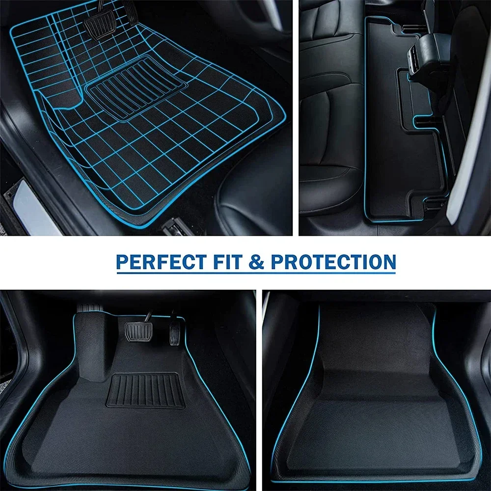 Floor Mats for Tesla Model Y 2024 2025 Model 3 Highland Left Right Driving All Weather Waterproof Trunk Cargo Liner Accessories